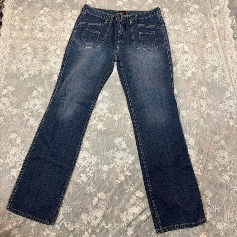 Y2K Fossil Brand Jeans – Medium Wash | Bootcut | Front Patch Pockets | Automatic